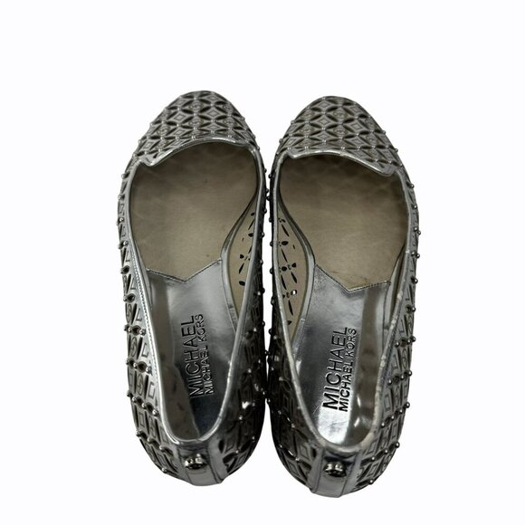 Michael Kors Womens Silver Metallic Gabri Laser-Cut Ballet Flats Size 6.5 EUC - Picture 6 of 8